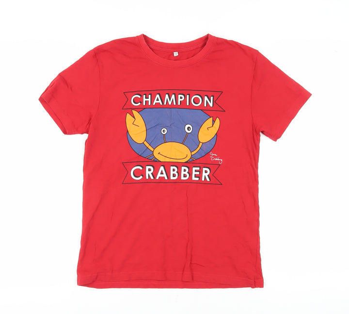 MG Girls Red 11-12 Years Graphic T-Shirt Regular Fit