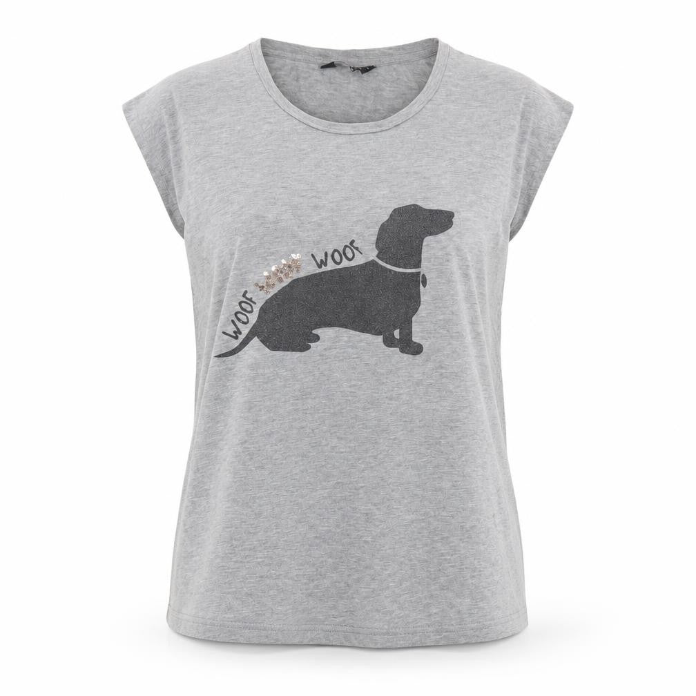 Dorothy Perkins Women's Grey Sequin Dog T-Shirt Size 12