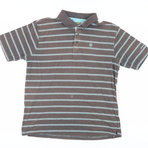 Backswing Men's Brown Striped Polo Shirt, Size L