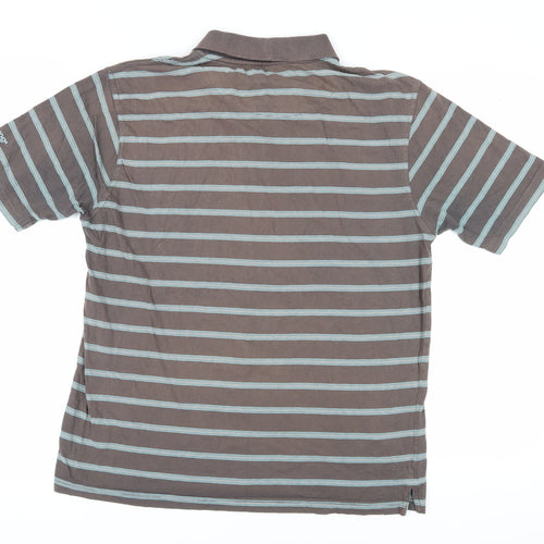 Backswing Men's Brown Striped Polo Shirt, Size L