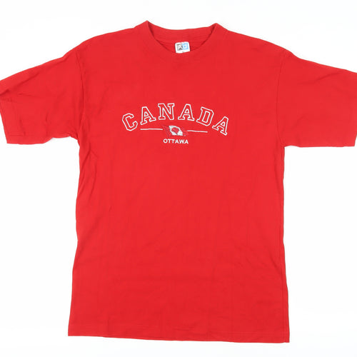 Ad Men's Red Medium 'Canada' Crew Neck T-Shirt
