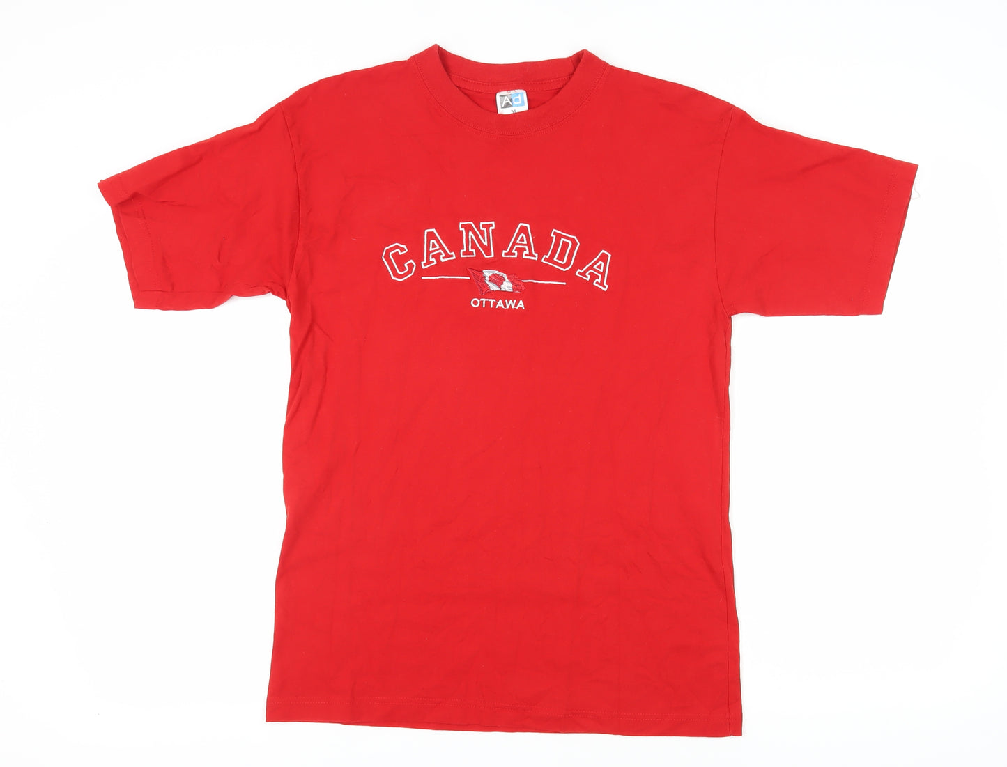 Ad Men's Red Medium 'Canada' Crew Neck T-Shirt