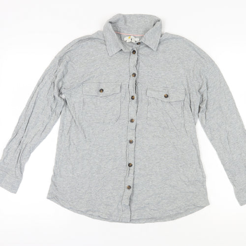 Boden Women's Grey Button-Up Long Sleeve Shirt