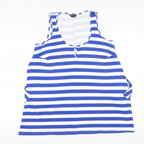 Marina Kaneva Women's Blue Plus Size Striped Tank Top
