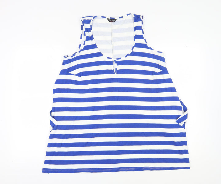 Marina Kaneva Women's Blue Plus Size Striped Tank Top