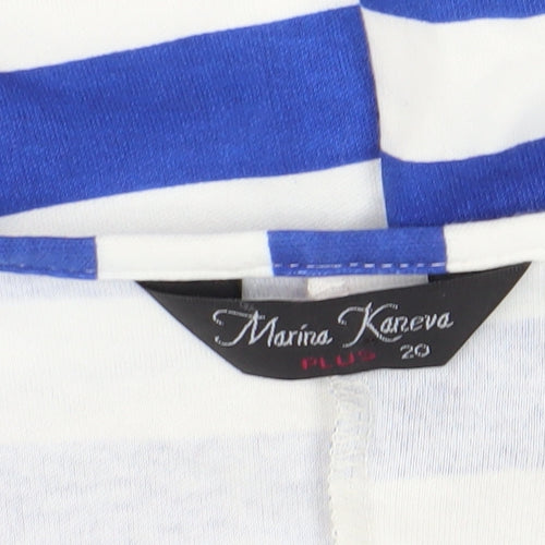 Marina Kaneva Women's Blue Plus Size Striped Tank Top
