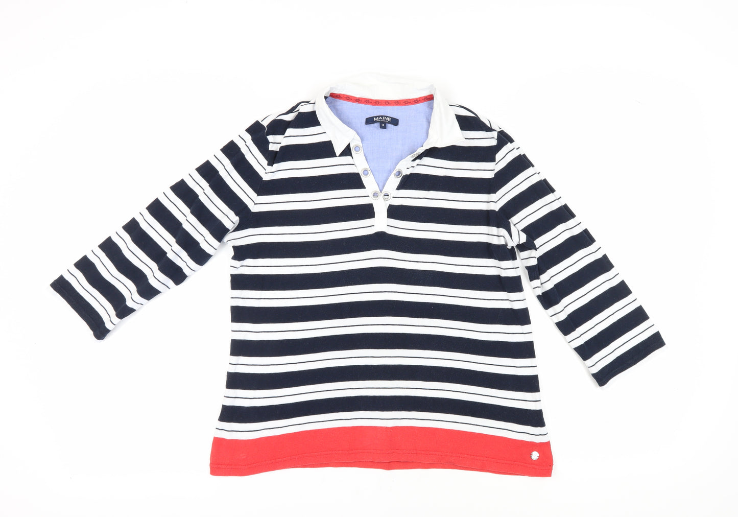 Maine Women's Multicoloured Striped Polo Shirt