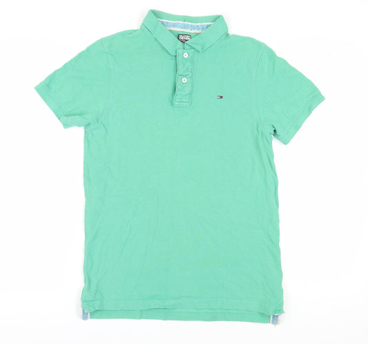 Hilfiger Denim Men's Green Polo - L, Short Sleeve, Casual