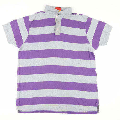 SoulCal Men's Purple Striped Polo Shirt 2XL