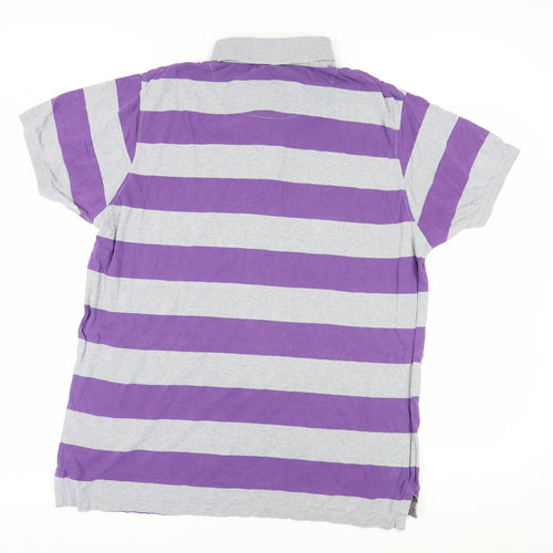 SoulCal Men's Purple Striped Polo Shirt 2XL