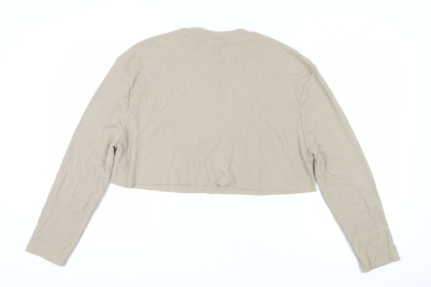 Collusion Women's Beige Cropped Long Sleeve T-Shirt