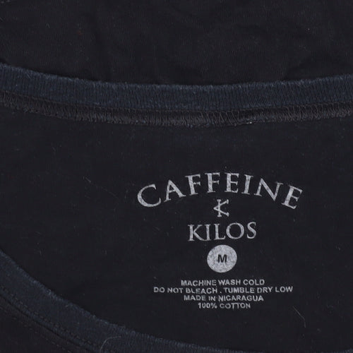 Caffeine & Kilos Unisex Black Cropped T-Shirt M