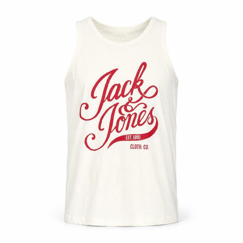 Jack & Jones Men's White Sleeveless Logo T-Shirt, Size S