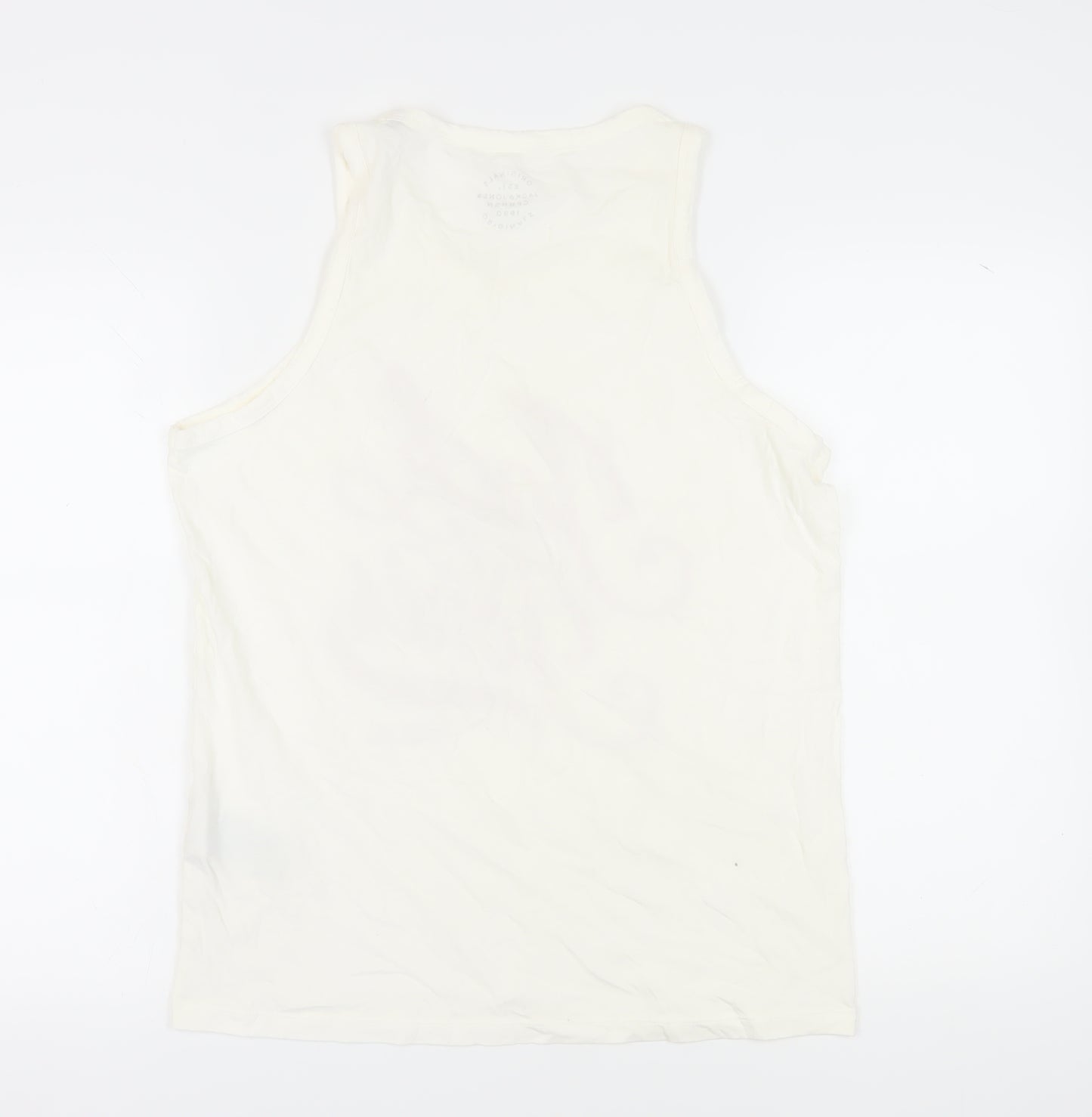 Jack & Jones Men's White Sleeveless Logo T-Shirt, Size S
