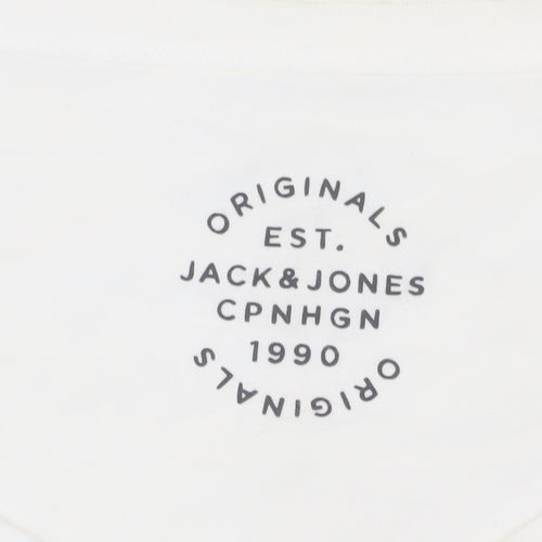 Jack & Jones Men's White Sleeveless Logo T-Shirt, Size S