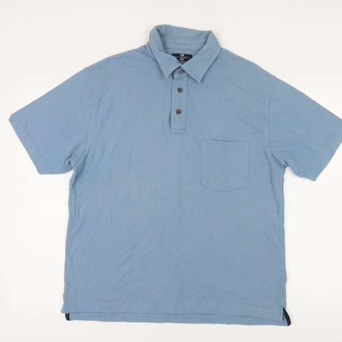 Marks and Spencer Men's Blue Polo Medium Short Sleeve