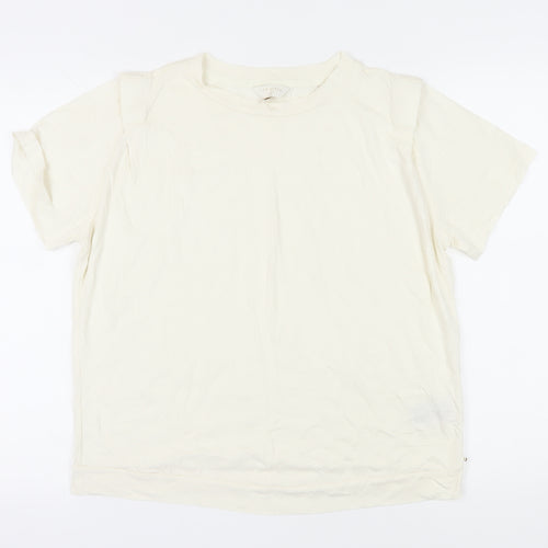 Ted Baker Women Ivory Cotton Blend Basic T-Shirt M
