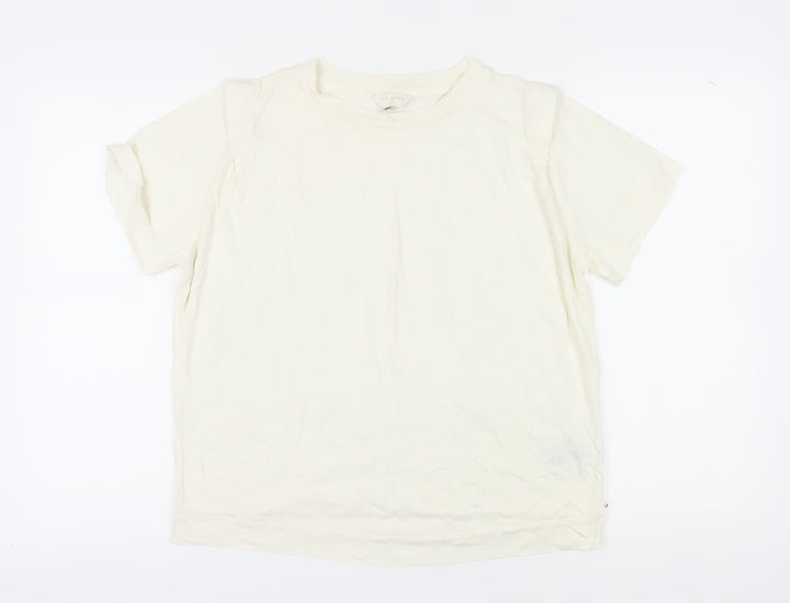 Ted Baker Women Ivory Cotton Blend Basic T-Shirt M