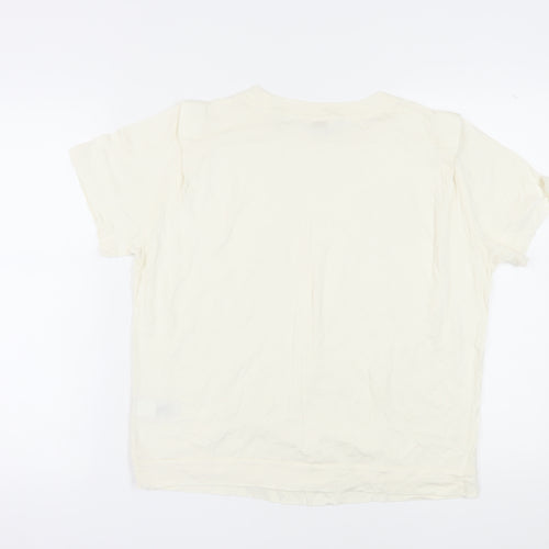 Ted Baker Women Ivory Cotton Blend Basic T-Shirt M