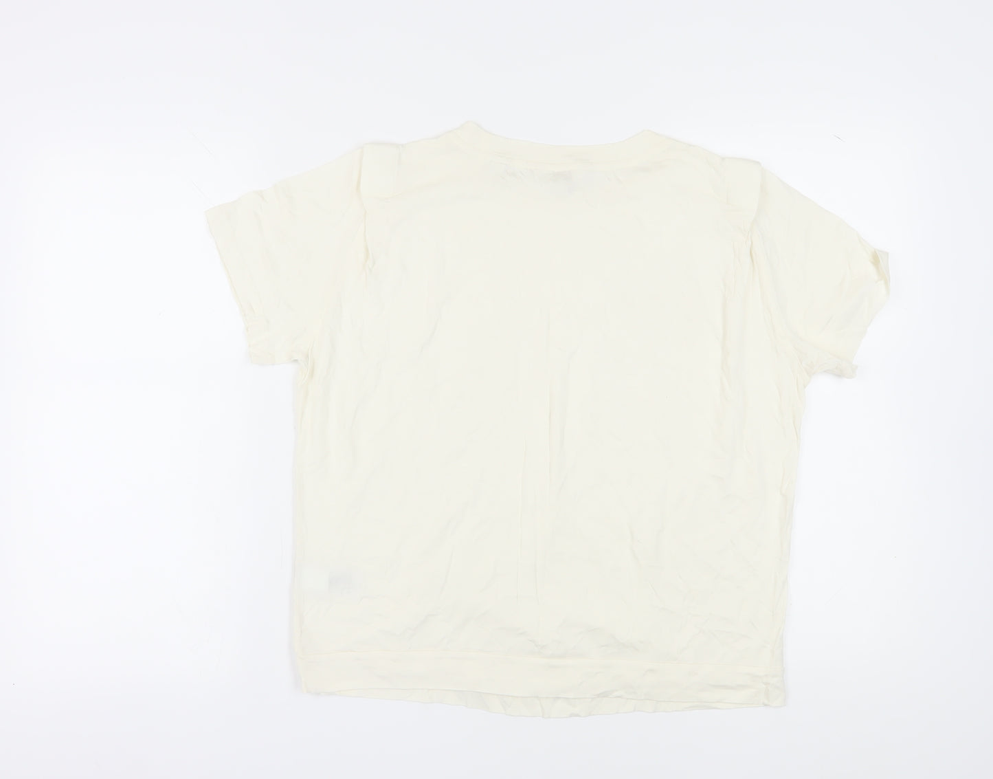 Ted Baker Women Ivory Cotton Blend Basic T-Shirt M