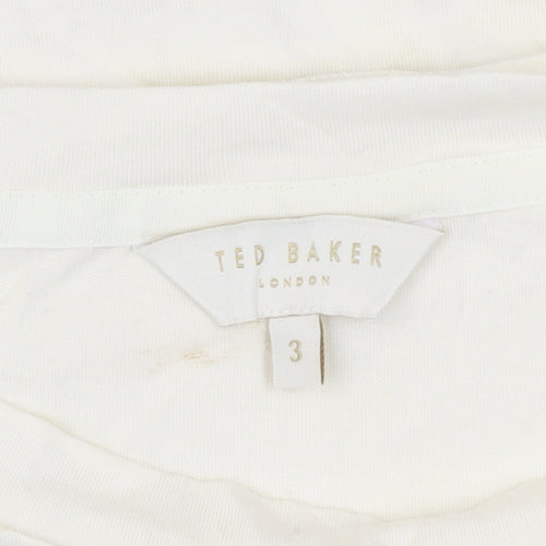 Ted Baker Women Ivory Cotton Blend Basic T-Shirt M