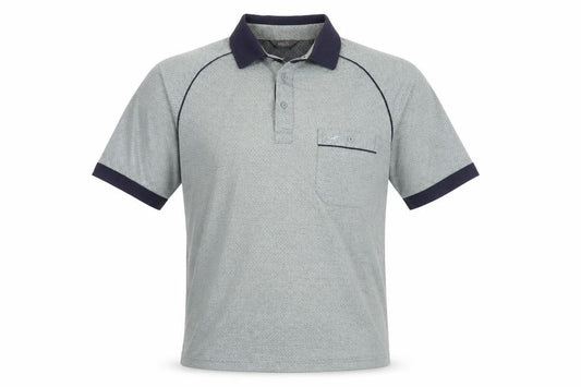 Front view of Wolsey Men's Grey Polo Shirt, size S, Geometric