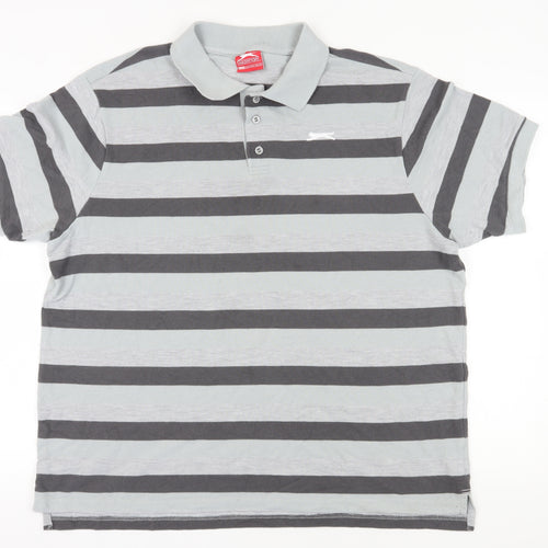 Slazenger Men’s Grey Striped 2XL Polo Shirt