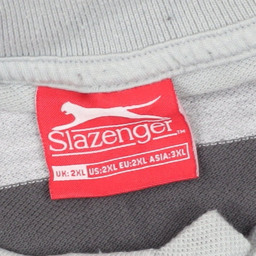 Slazenger Men’s Grey Striped 2XL Polo Shirt