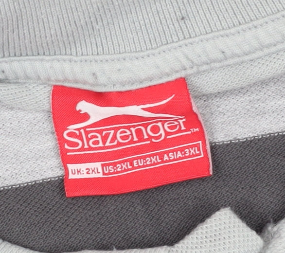 Slazenger Men’s Grey Striped 2XL Polo Shirt