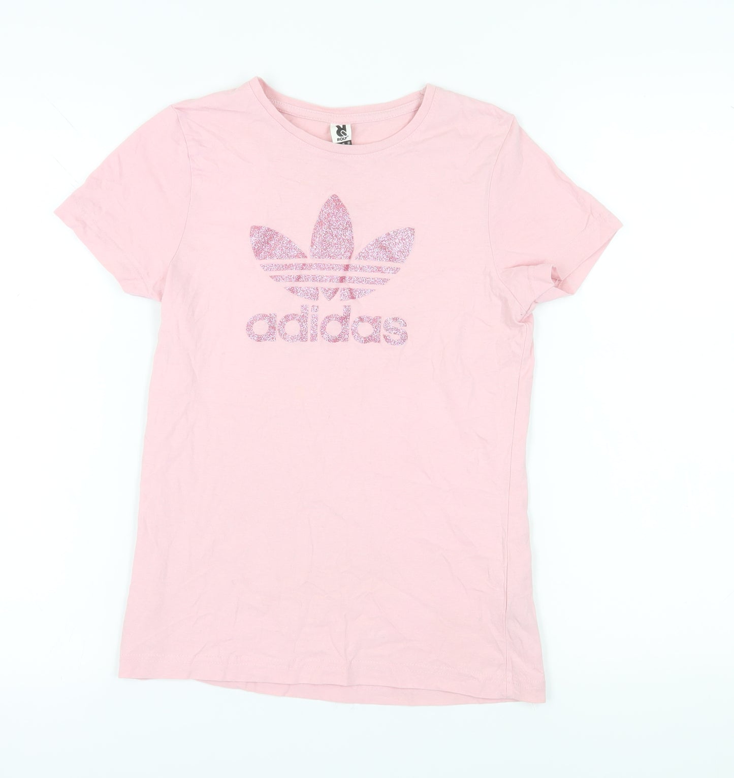 Adidas Women's Pink M T-Shirt Glitter Logo Casual