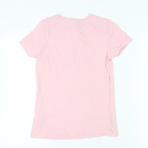 Adidas Women's Pink M T-Shirt Glitter Logo Casual
