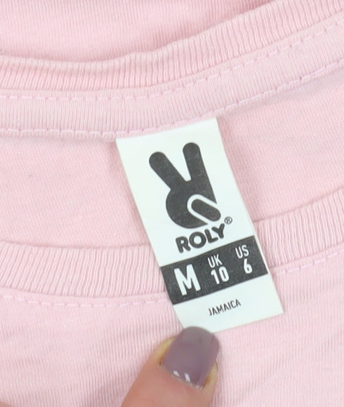 Adidas Women's Pink M T-Shirt Glitter Logo Casual