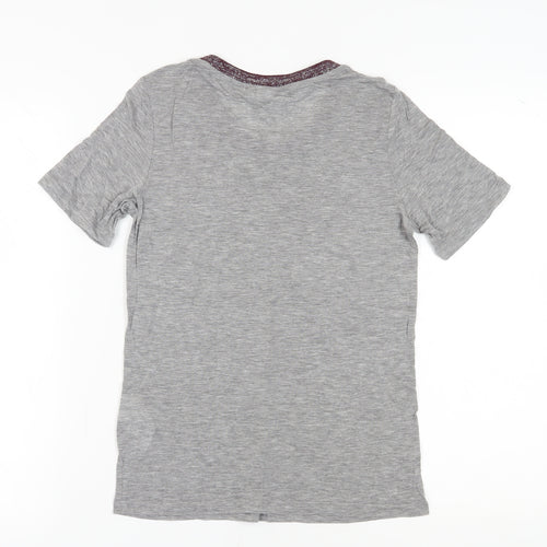 ICHI Women's Grey Basic T-Shirt, Size S, Crew Neck