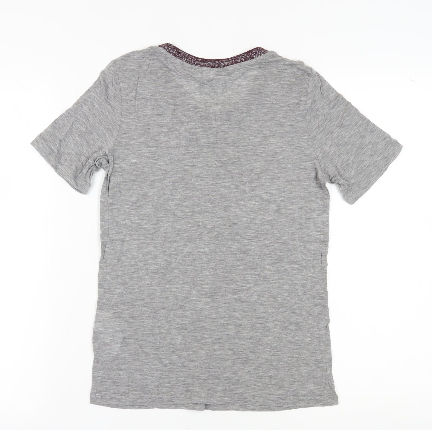 ICHI Women's Grey Basic T-Shirt, Size S, Crew Neck