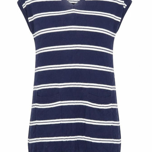 Crew Clothing Women's Blue Striped V-Neck Shift Dress Size 12