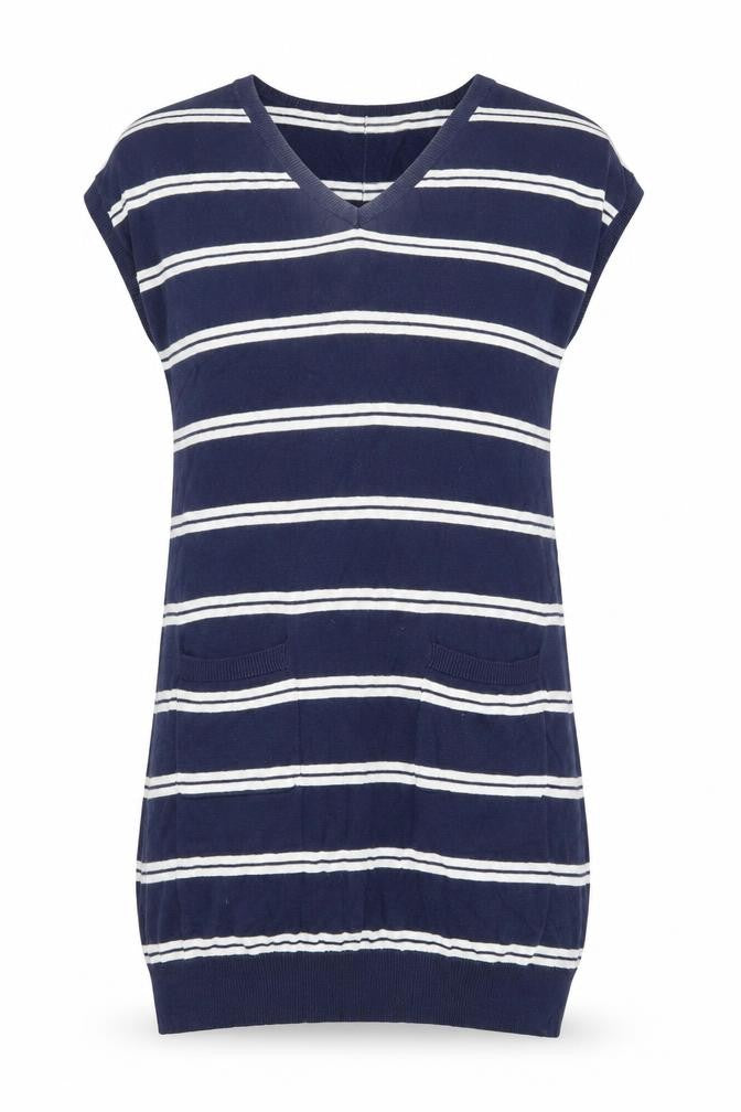 Crew Clothing Women's Blue Striped V-Neck Shift Dress Size 12