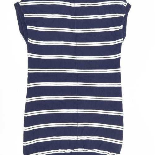 Crew Clothing Women's Blue Striped V-Neck Shift Dress Size 12