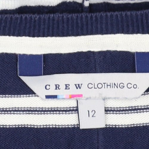 Crew Clothing Women's Blue Striped V-Neck Shift Dress Size 12