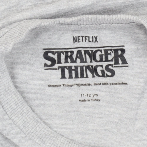 Netflix Stranger Things Girls Grey T-Shirt, Size 11-12 Years