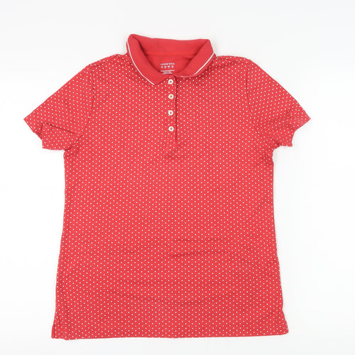 Lands' End Women's Red Polka Dot Polo Shirt, Size S, Casual Wear