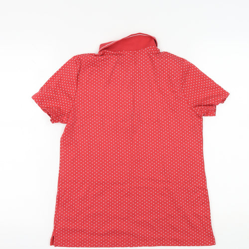 Lands' End Women's Red Polka Dot Polo Shirt, Size S, Casual Wear