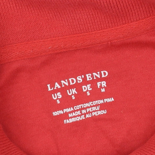 Lands' End Women's Red Polka Dot Polo Shirt, Size S, Casual Wear