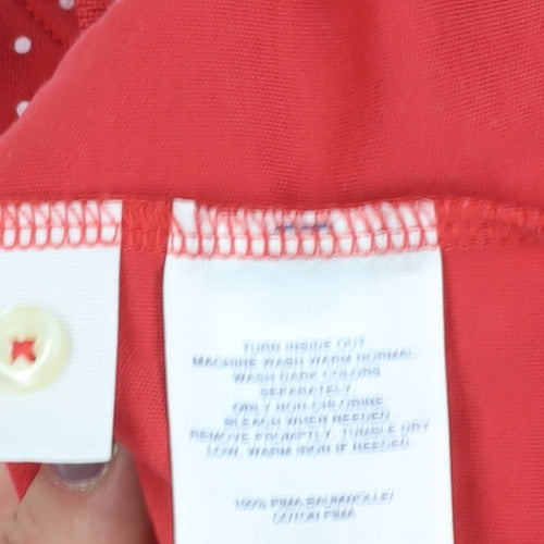 Lands' End Women's Red Polka Dot Polo Shirt, Size S, Casual Wear