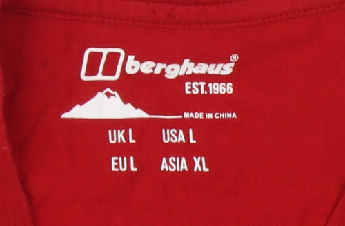 Berghaus Women Red Cotton T-Shirt Large Casual