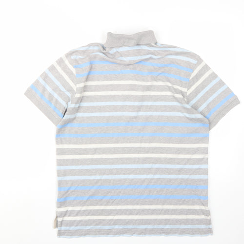 Tommy Hilfiger Men's Grey Stripe Polo Shirt Small