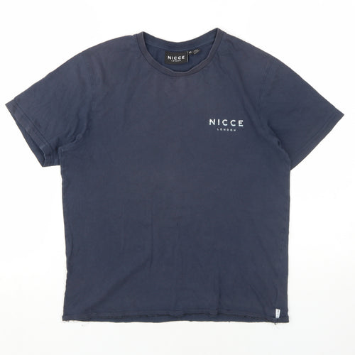 Nicce Men's Blue XS Cotton Crew Neck T-Shirt