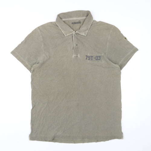 Red Herring Men's Beige Polo Shirt, Size M, Short Sleeve