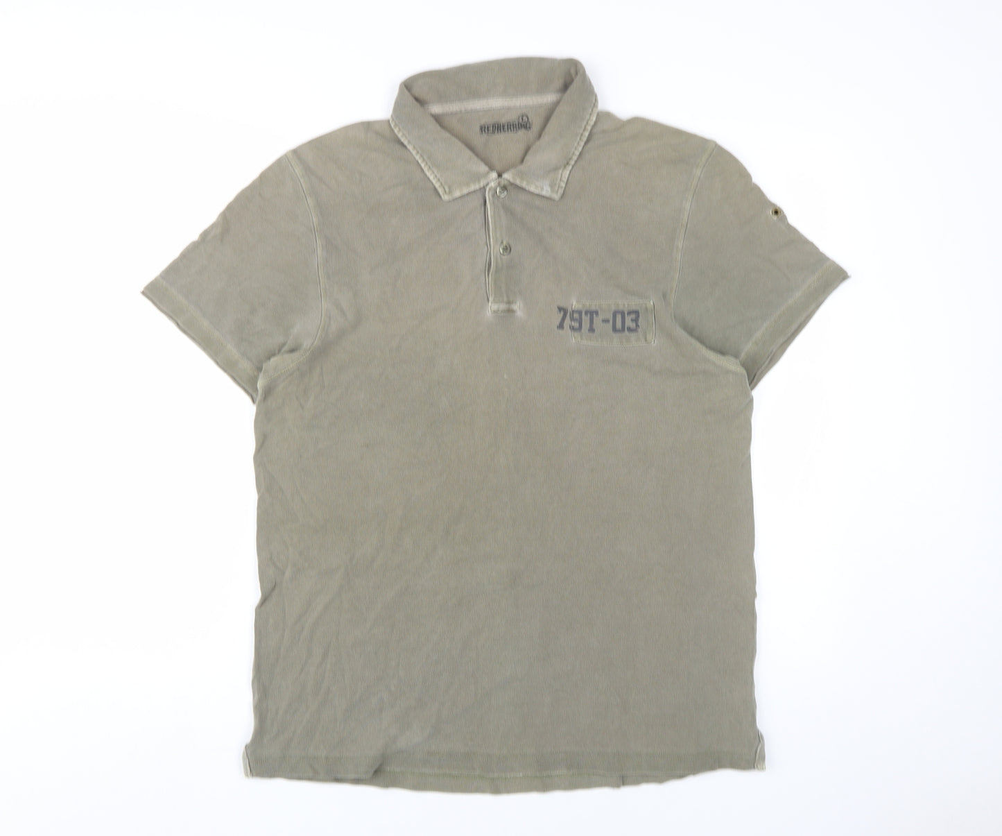 Red Herring Men's Beige Polo Shirt, Size M, Short Sleeve