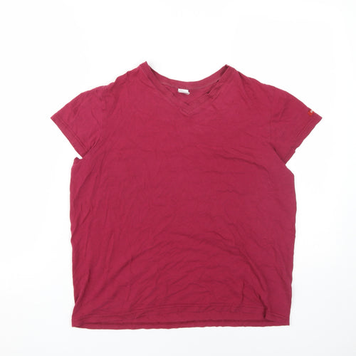 DKNY Women's Red V-Neck T-Shirt - Medium