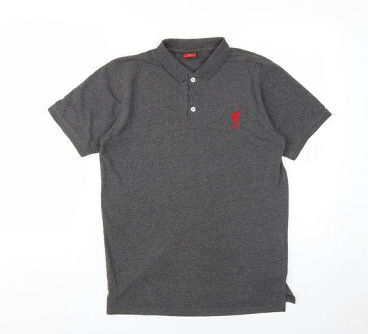 LFC Men's Grey Polo Shirt, Size S, Short Sleeve, Logo